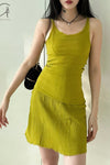 Marc Le Bihan Silk Shrink Stretch Sleeveless Dress 21967 Collection France MLB-21967 E23-ANIS
